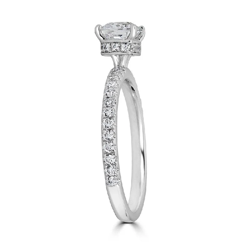 Simple Sterling Ring 14KT Gold 1.00 CTW Cushion Cut Diamond Accent Ring
