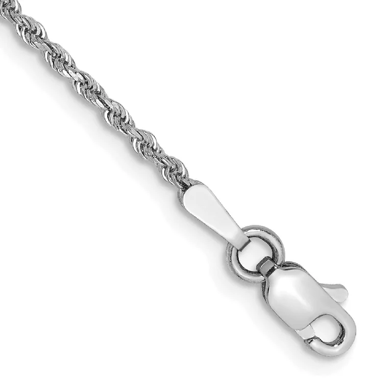 14KT White Gold 6-inch 1.5MM Diamond-cut Lobster Clasp Rope Bracelet