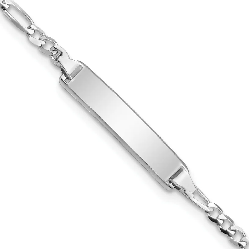 14KT White Gold 6-inch 4.5MM Childrens Figaro ID Bracelet