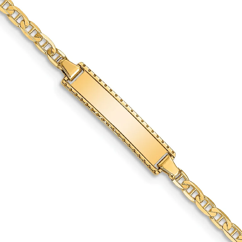 14KT Yellow Gold 6-inch 5MM Anchor Link ID Bracelet