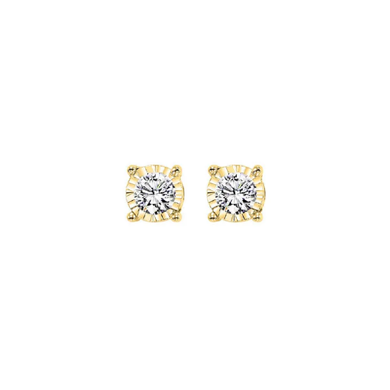 Sterling Silver Hoops 14Kt Yellow Gold Diamond 1/3Ctw Earring