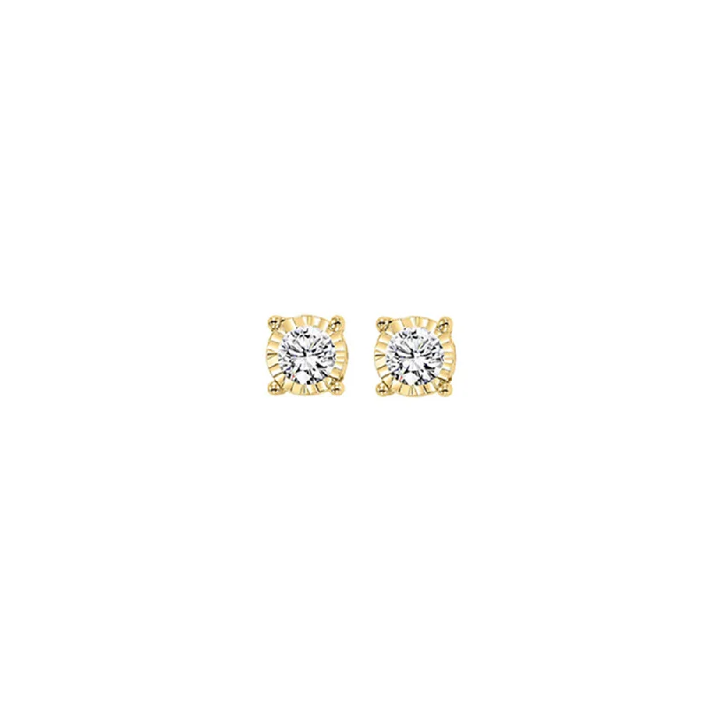 Engraved Gold Ring 14Kt Yellow Gold Diamond 1/6Ctw Earring