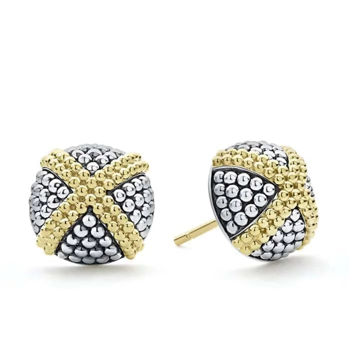 Classic Gold Pendant LAGOS Two-Tone X Caviar Stud Earrings in Sterling Silver and 18K Yellow Gold