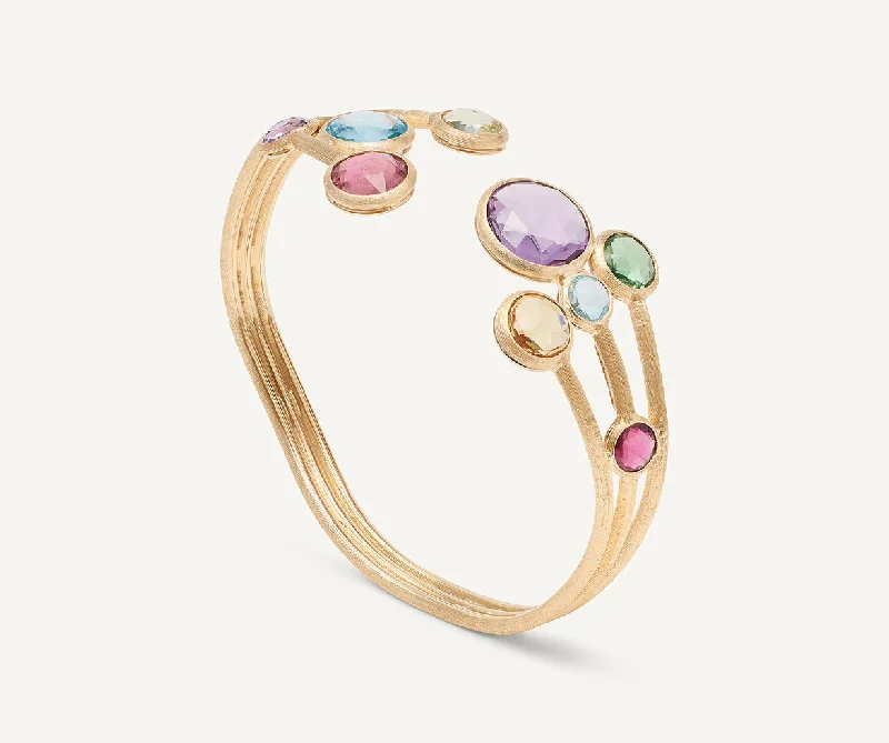 18K Yellow Gold Gemstone Cuff