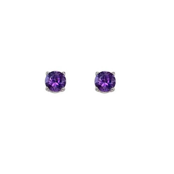 Rose Gold Pendant Mountz Collection Amethyst Stud Earrings in 14K White Gold