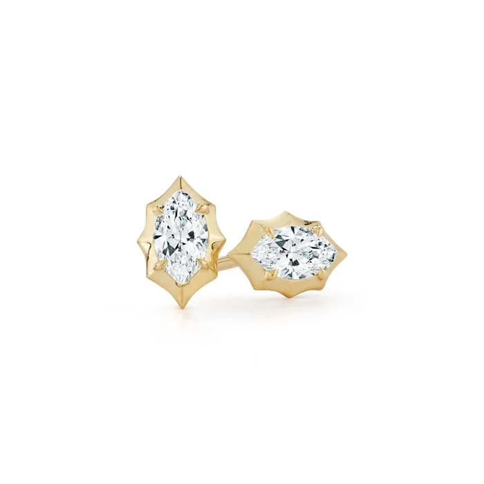 Minimalist Stackable Rings Jade Trau Forevermark Maverick 18K Yellow Gold Marquise Cut Diamond Stud Earrings