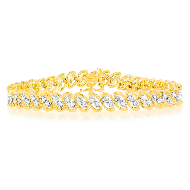 2 Carat Diamond Bracelet in Gold Plated Silver