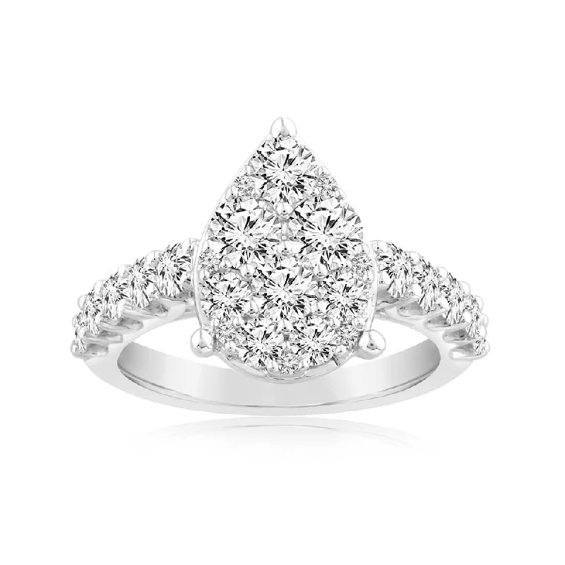 2 Carat Diamond Pear Shaped Engagement Ring in 14ct White Gold