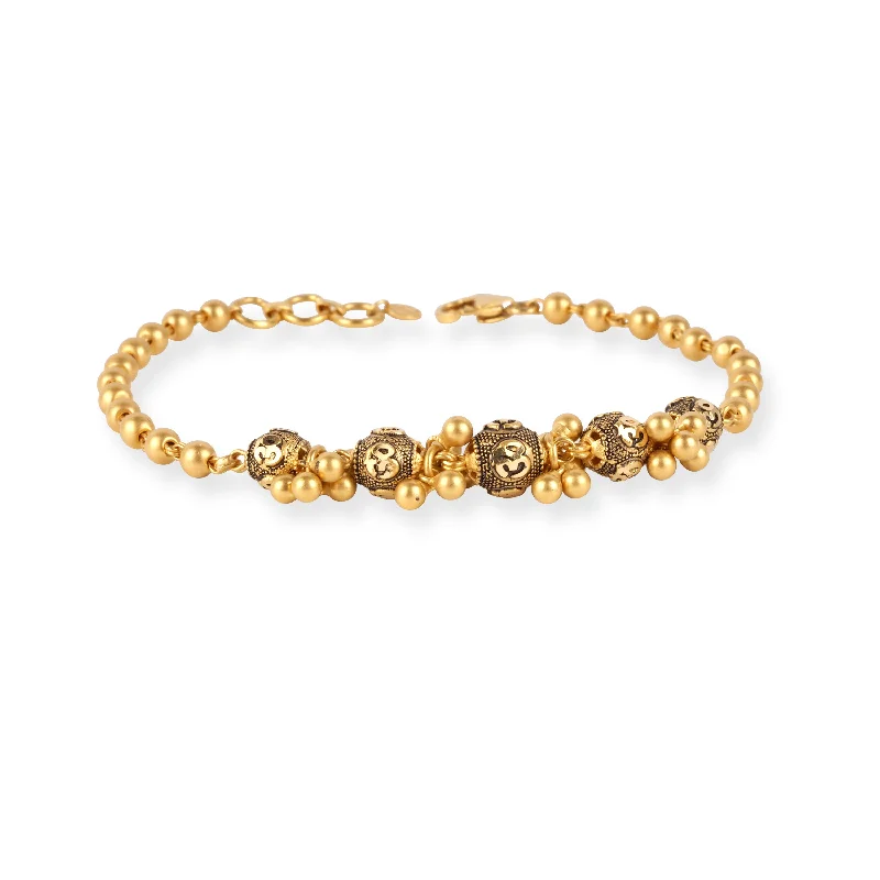 22ct Gold Bracelet with Antiquated and Brushed Finish and Lobster Clasp LBR-8719