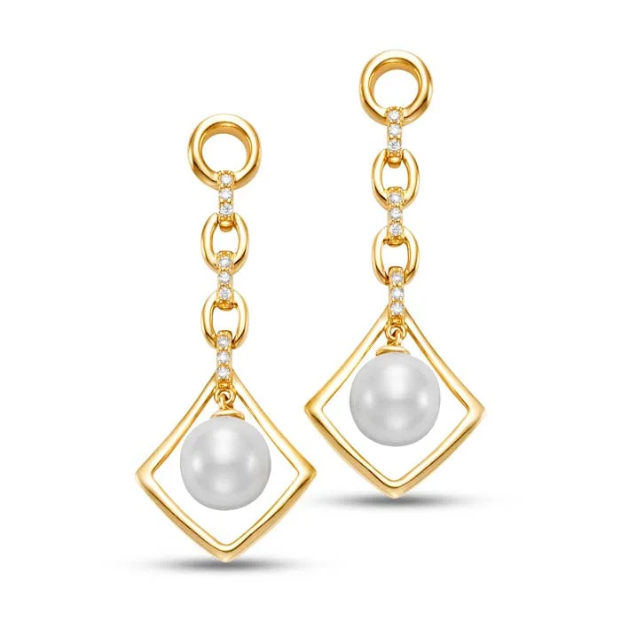 Dainty Minimalist Jewelry Mastoloni 7-7.5MM Pearl Drop Earrings in 18K Yellow Gold