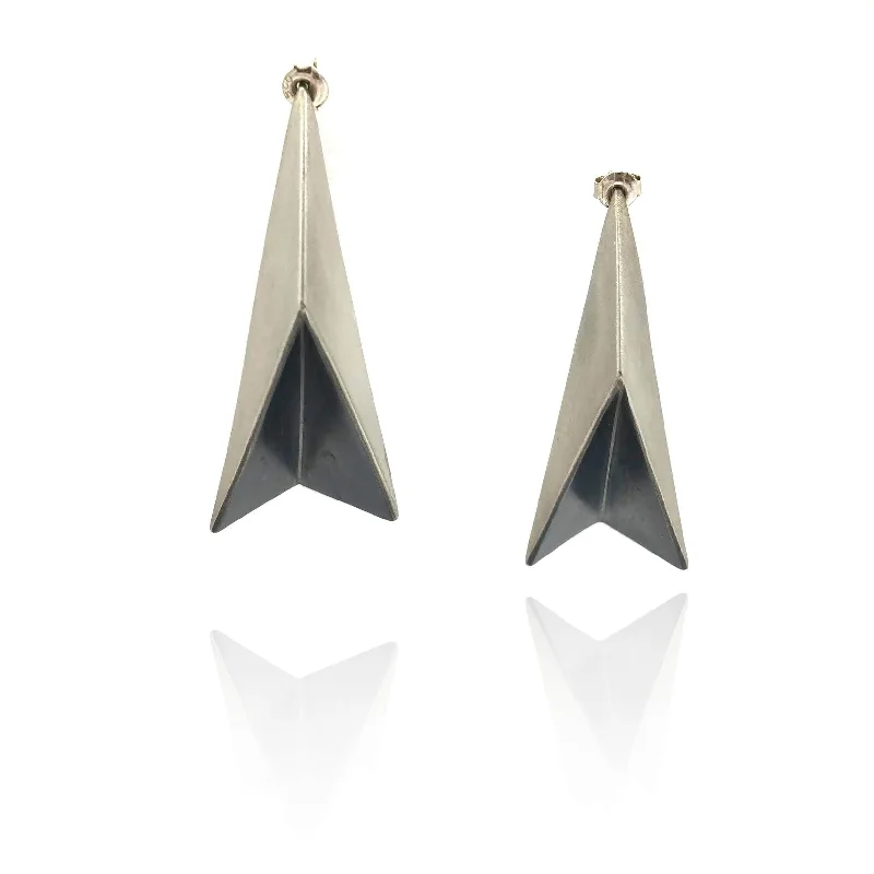 Multi-Stone Necklace 3D Silver Folded Plane Earrings