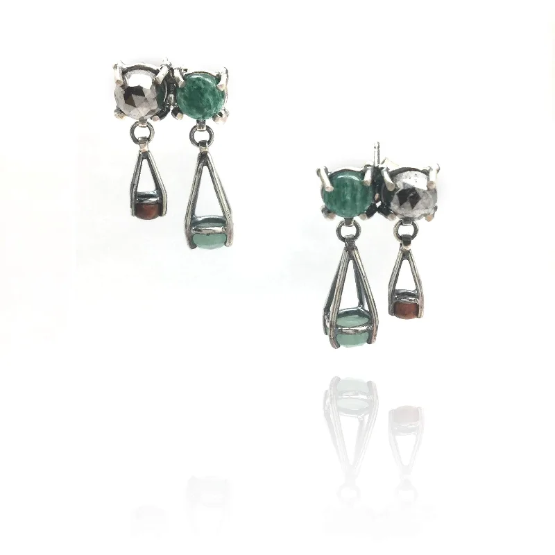 Silver Huggie Earrings 4 Stone Sway Earrings