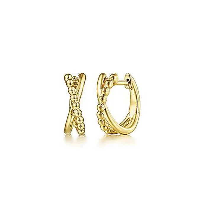 Gold Band Ring Gabriel & Co. Bujukan Criss-Cross Huggie Earrings in 14K Yellow Gold