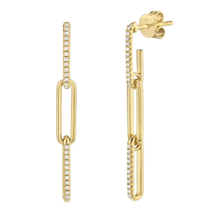 Yellow Gold Bracelet Shy Creation Diamond Paperclip Link Earrings in 14K Yellow Gold