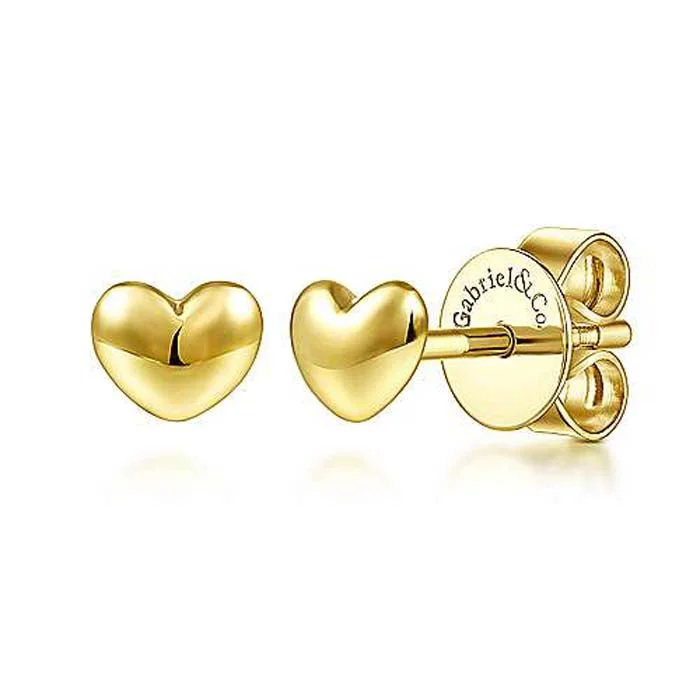 Zirconia Stud Earrings Gabriel & Co. Heart Stud Earrings in 14K Yellow Gold