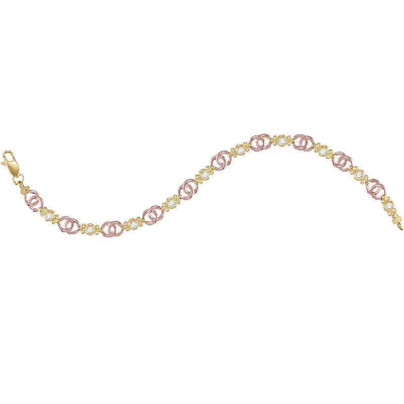 7-inch Cubic Zirconia Bracelet in 10KT Rose and Yellow Gold