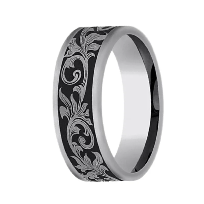 7mm Tungsten Carbide Script Engraved Designed Ring