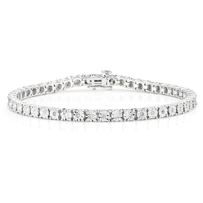 9ct Dazzling White Gold 1 Carat Diamond 18cm Tennis Bracelet