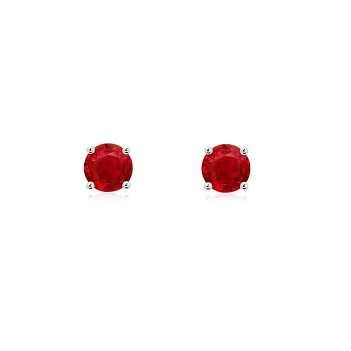 Yellow Gold Chain Mountz Collection Ruby Stud Earrings in 14K White Gold