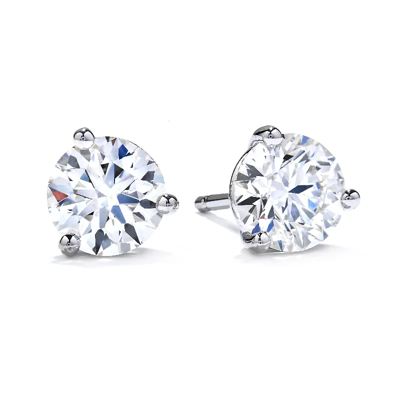 Multi-Stone Necklace Mountz Collection .29-.35TW Round Diamond 3-Prong Stud Earrings in 14K White Gold