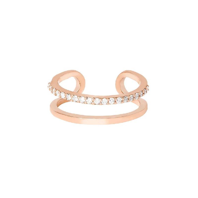 Double Trouble 18K Rosegold Ring w. Diamonds