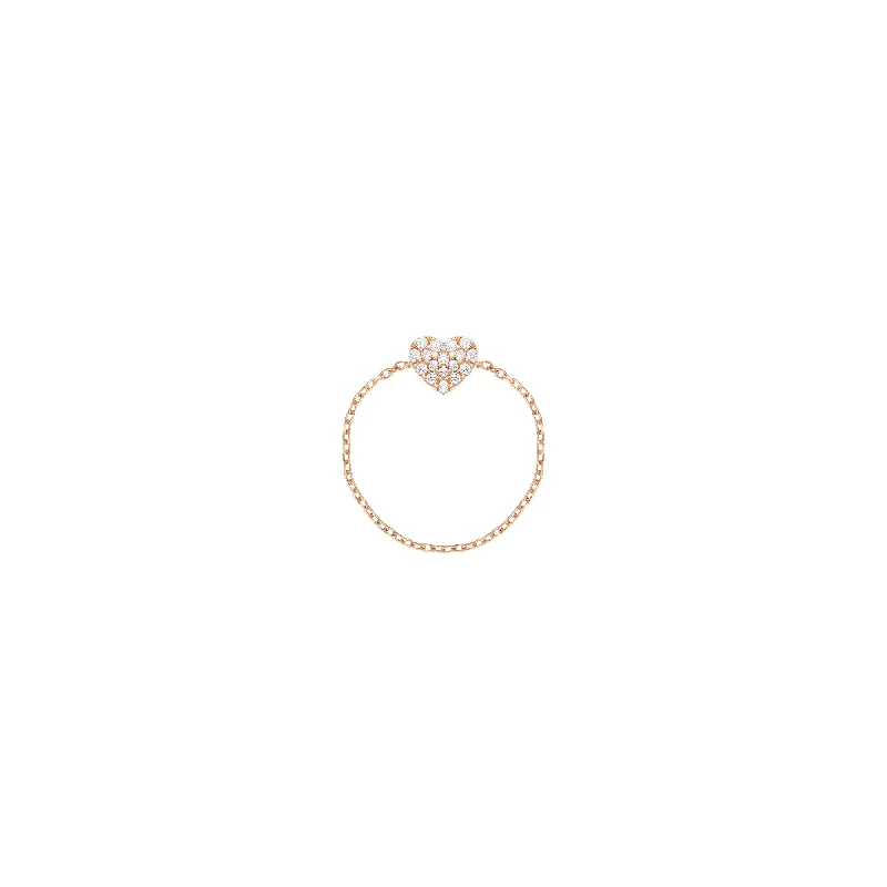 Heart Chain 18K Rosegold Ring w. Diamonds