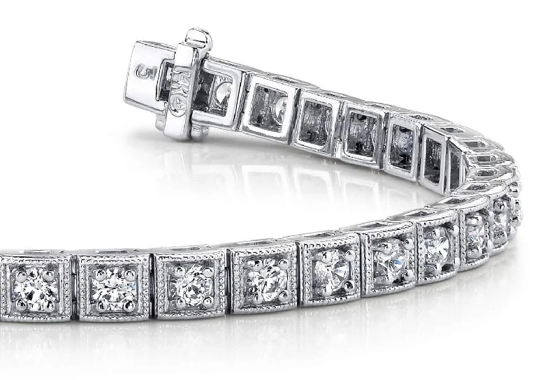 Antique Square Link Diamond Bracelet with 2.93 ct.(finished) 2.7mm