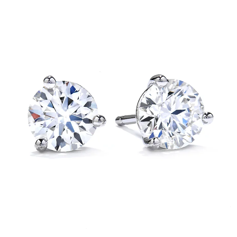 Classic Gold Pendant Mountz Collection .23-.27TW Round Diamond 3-Prong Stud Earrings in 18K White Gold