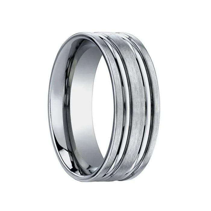 BALTEUS Benchmark Flat Dual Offset Grooves Titanium Ring - 8mm