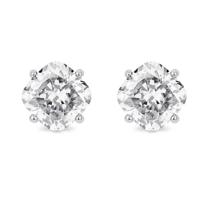 Multi-Layer Necklace Lightbox 2.0CTW LabGrown Cushion Diamond 4-Prong Stud Earrings in 14K White Gold