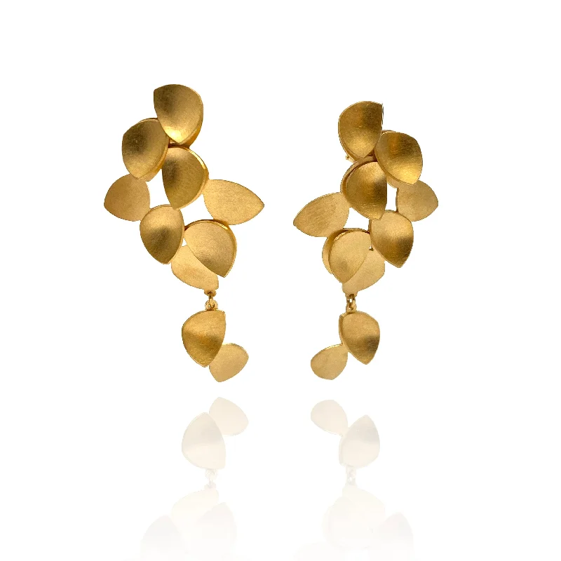 Pearl Drop Earrings Medium Blossoming Petal Drops - Gold