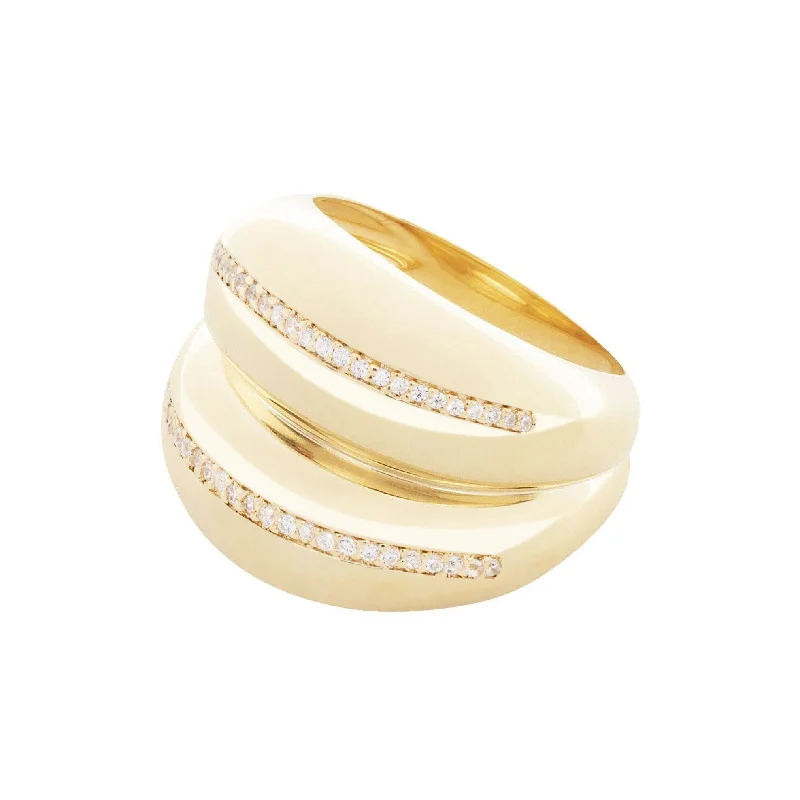 Double VOID 18K Gold Plated Ring w. Zirconias