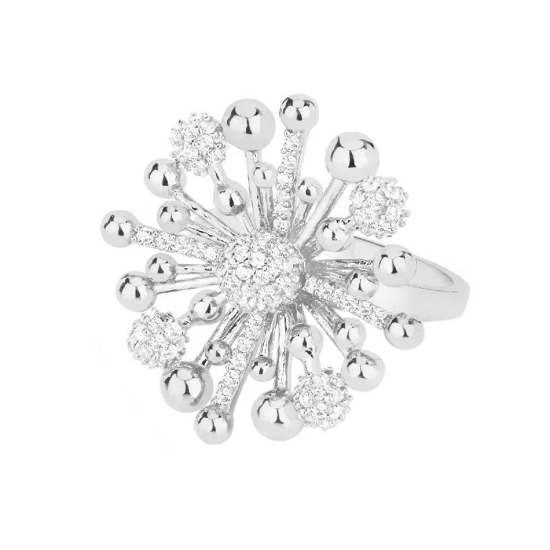 Floret Silver Ring w. Zirconias