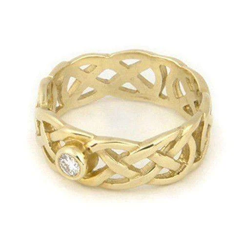 Celtic Engagement or Wedding Ring 9ct or 18ct White or Yellow Gold -DR1