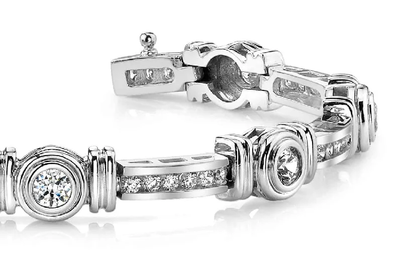 Channel And Bezel Set Fashion Diamond Bracelet with 3.09 ct.(finished) 2mm, 4mm