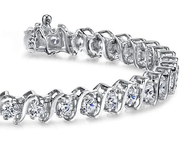 Classic S Shaped Diamond  Tennis Bracelet with 3.08 ct.(finished) 2.5mm