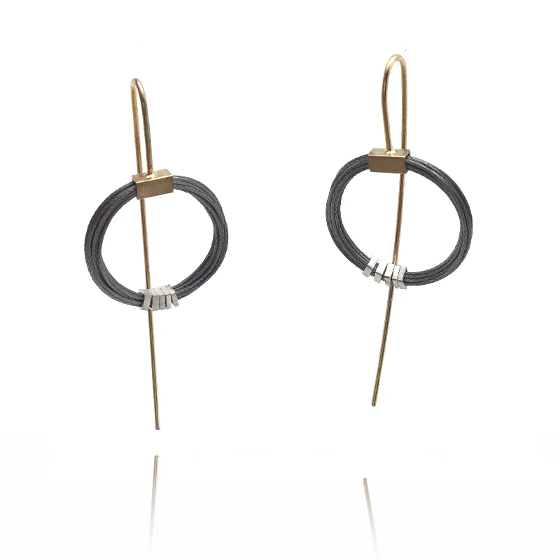 Chunky Gemstone Ring Coil Cable Earrings - Gold/Silver