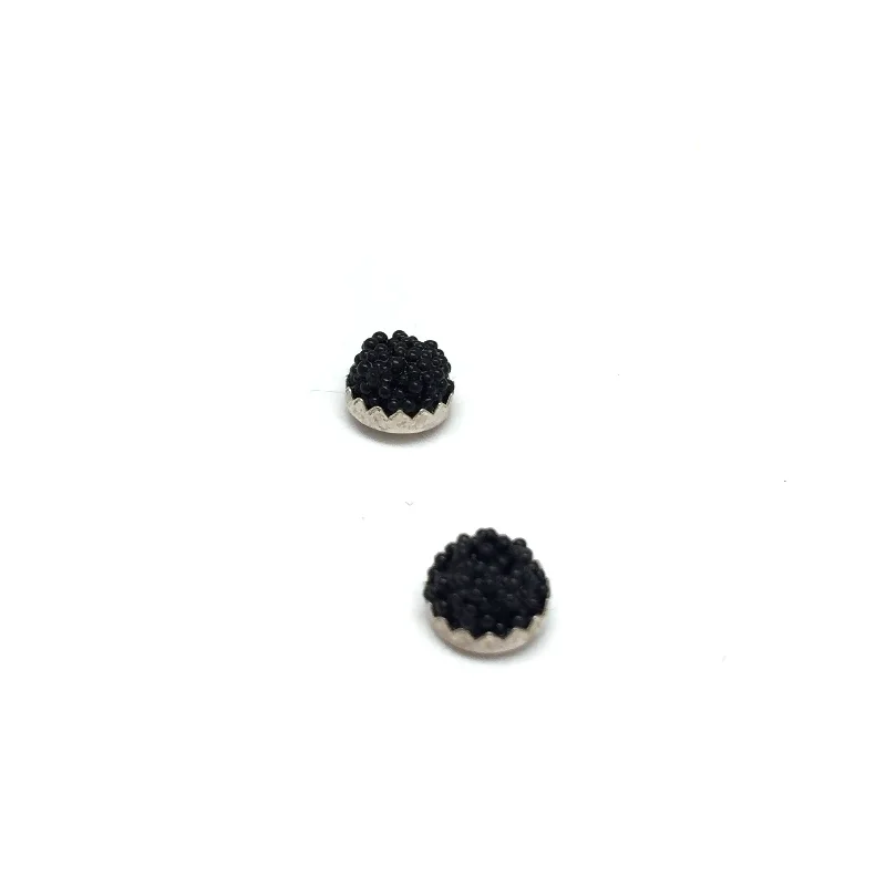 Silver Layered Necklace Mini Black Caviar Studs