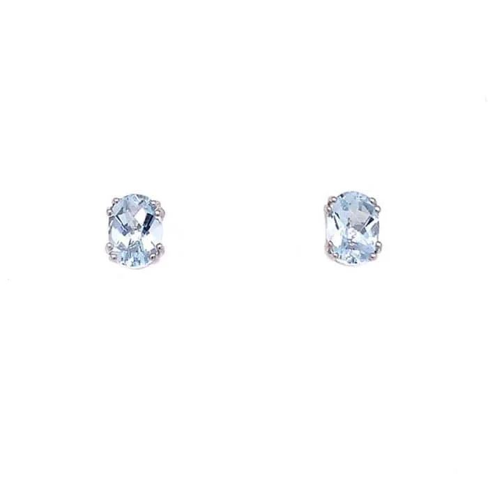 Marquise Diamond Ring Mountz Collection Aquamrine Oval Stud Earrings in 14K White Gold