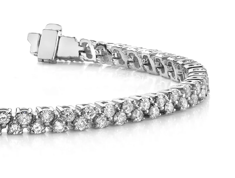 Diamond Checkerboard Two Row Tennis Diamond Bracelet with 3.36 ct.(finished) 2mm