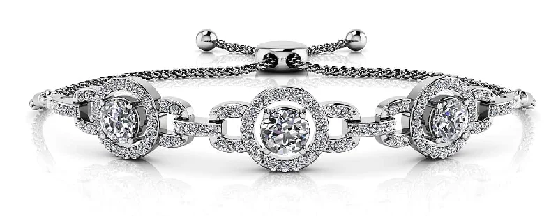 Diamond Circles Adjustable Diamond Bracelet with 1.39 ct.(finished) 1.1mm, 4mm