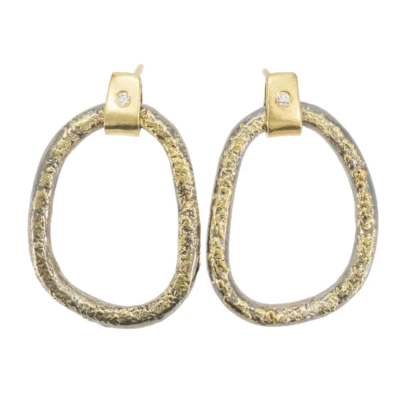 Dusted Carabiner Earrings - 22ky, 18ky + Oxidized Silver