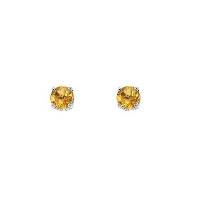 Emerald Cut Earrings Mountz Collection Citrine Stud Earrings in 14K White Gold