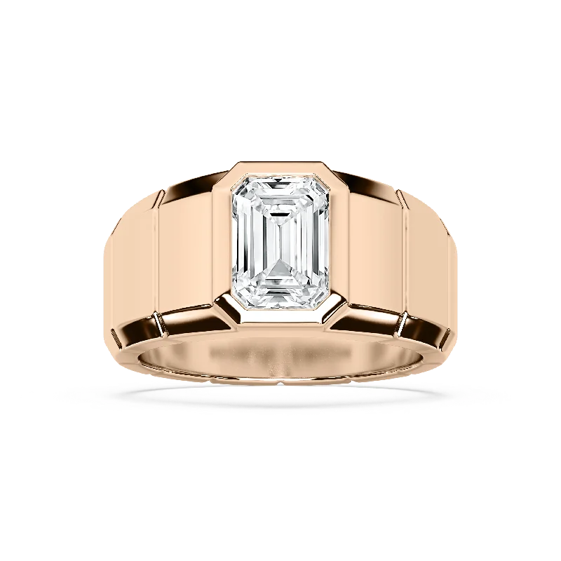 Classic Gold Earrings Emerald Cut Signet Ring