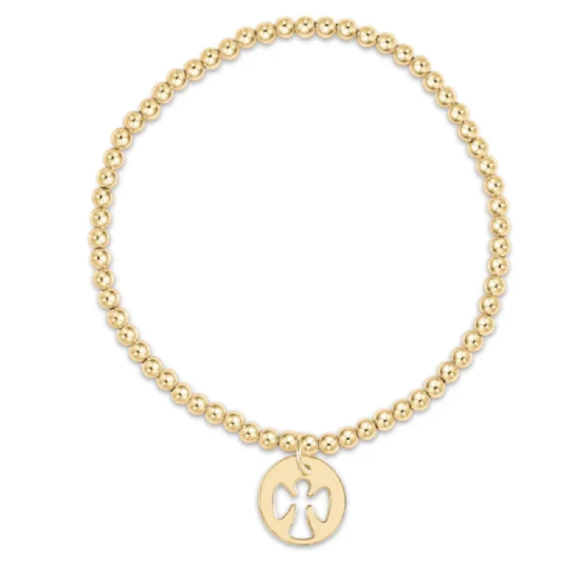 enewton Extends Classic Gold 3mm Bead Bracelet - Guardian Angel Gold Charm