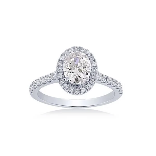 14K White Gold 1.38 CTW DIAMOND HALO oval Engagement Ring