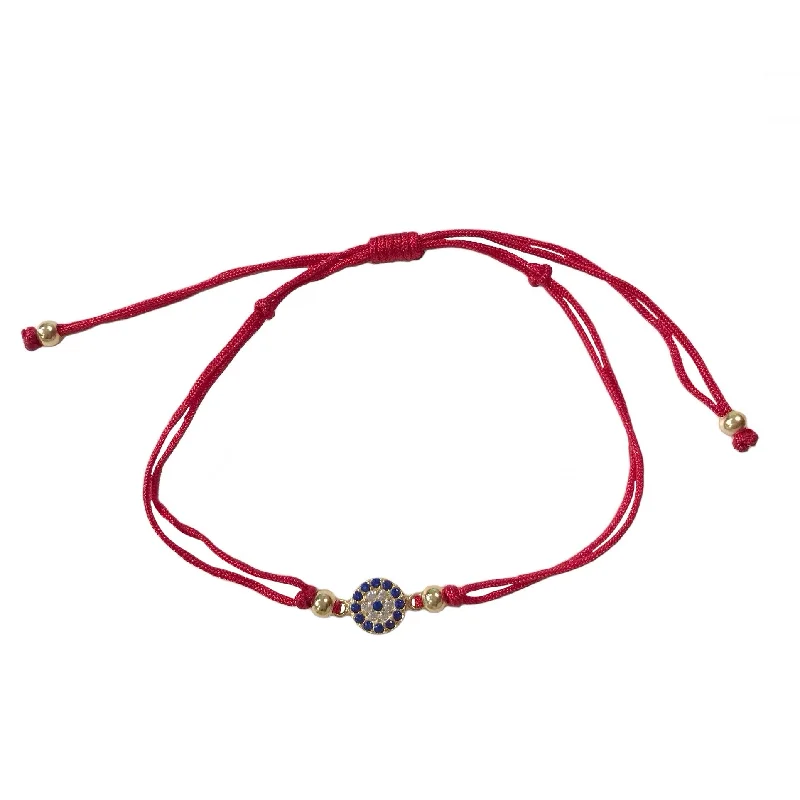 Evil Eye Small Disc Red Thread Bracelet