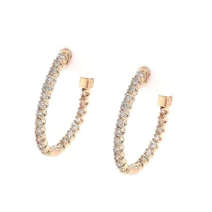 Beaded Gemstone Bracelet Mountz Collection 1CTW Diamond Inside-Outside Oval Hoop Earrings in 14K Yellow Gold