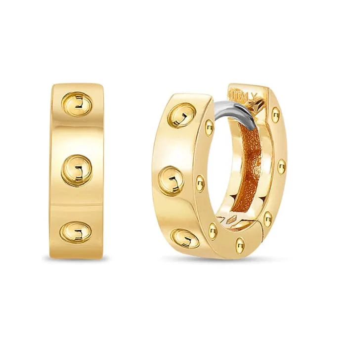 Handcrafted Gemstone Jewelry Roberto Coin Symphony Pois Moi Collection Hinged Huggie Earrings in 18K Yellow Gold