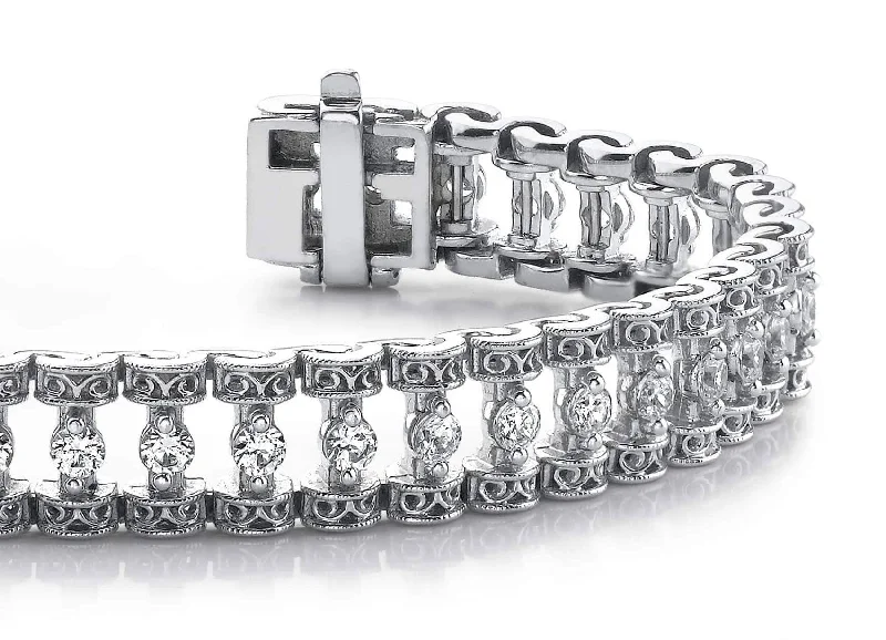 Filigree Diamond Candlestick Diamond Bracelet with 2.05 ct.(finished) 2.2mm